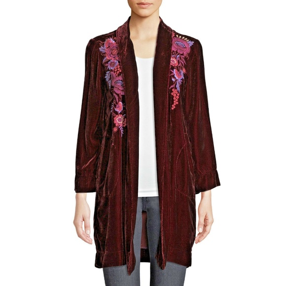 Johnny Was Marcella Embroidered Velvet Cardigan - Picture 5 of 7